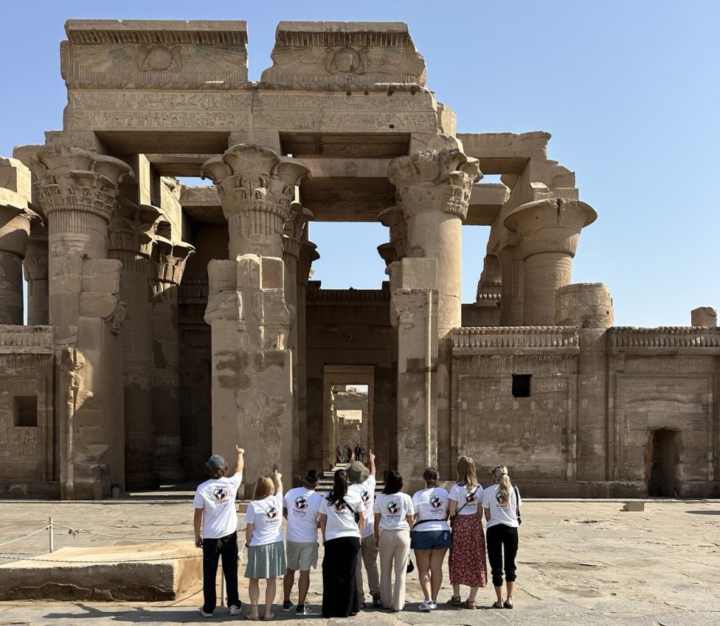 Group of Gagago travelers exploring ancient temples together in Egypt.