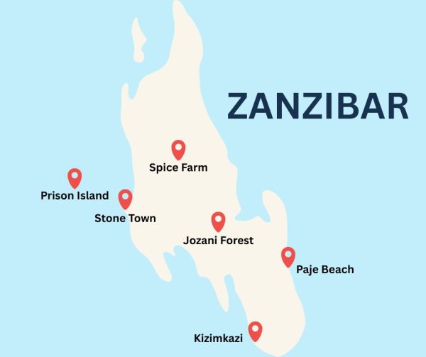 Zanzibar Tanzania white sand beach and turquoise Indian Ocean water tropical island destination