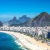 Copacabana Beach shoreline in Rio de Janeiro Brazil