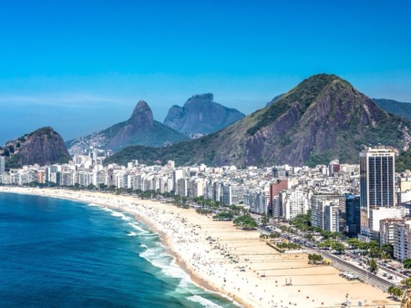 Copacabana Beach shoreline in Rio de Janeiro Brazil