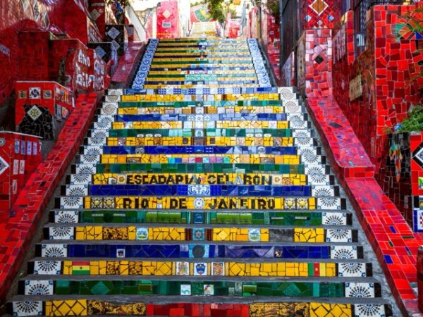 Colorful Selarón Steps staircase in Rio de Janeiro Brazil