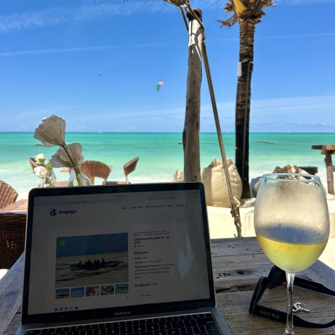 Beachfront hotel Zanzibar Paje turquoise waters palm trees tropical island