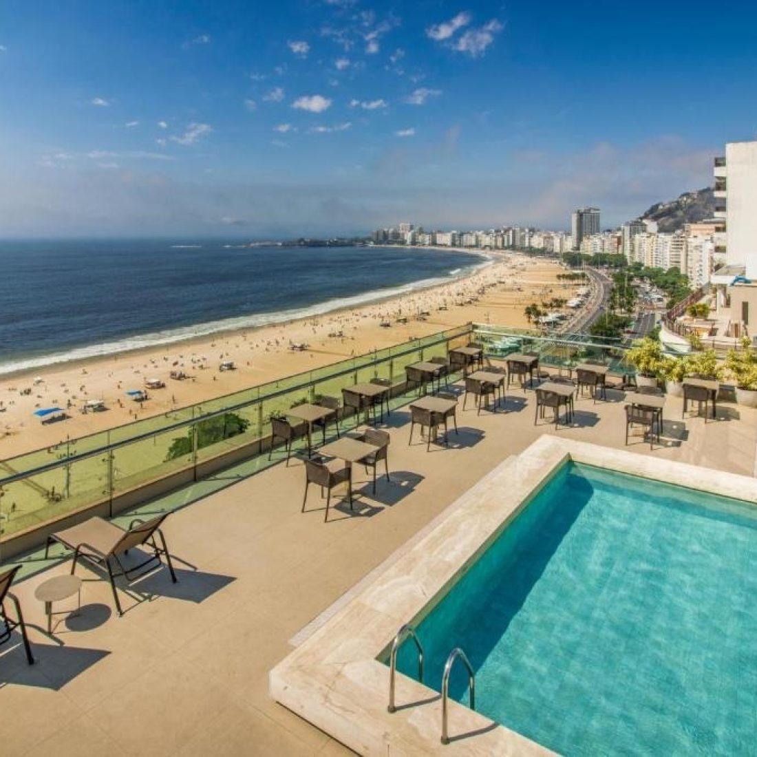 Beachfront hotel facing Copacabana Beach in Rio de Janeiro Brazil